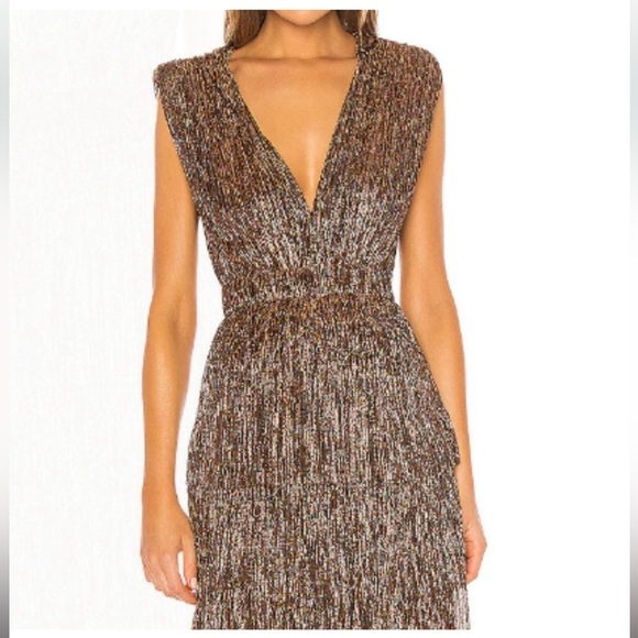 Sabina Musayev Skylar gown dress black gold bronze metallic - Picture 2 of 6